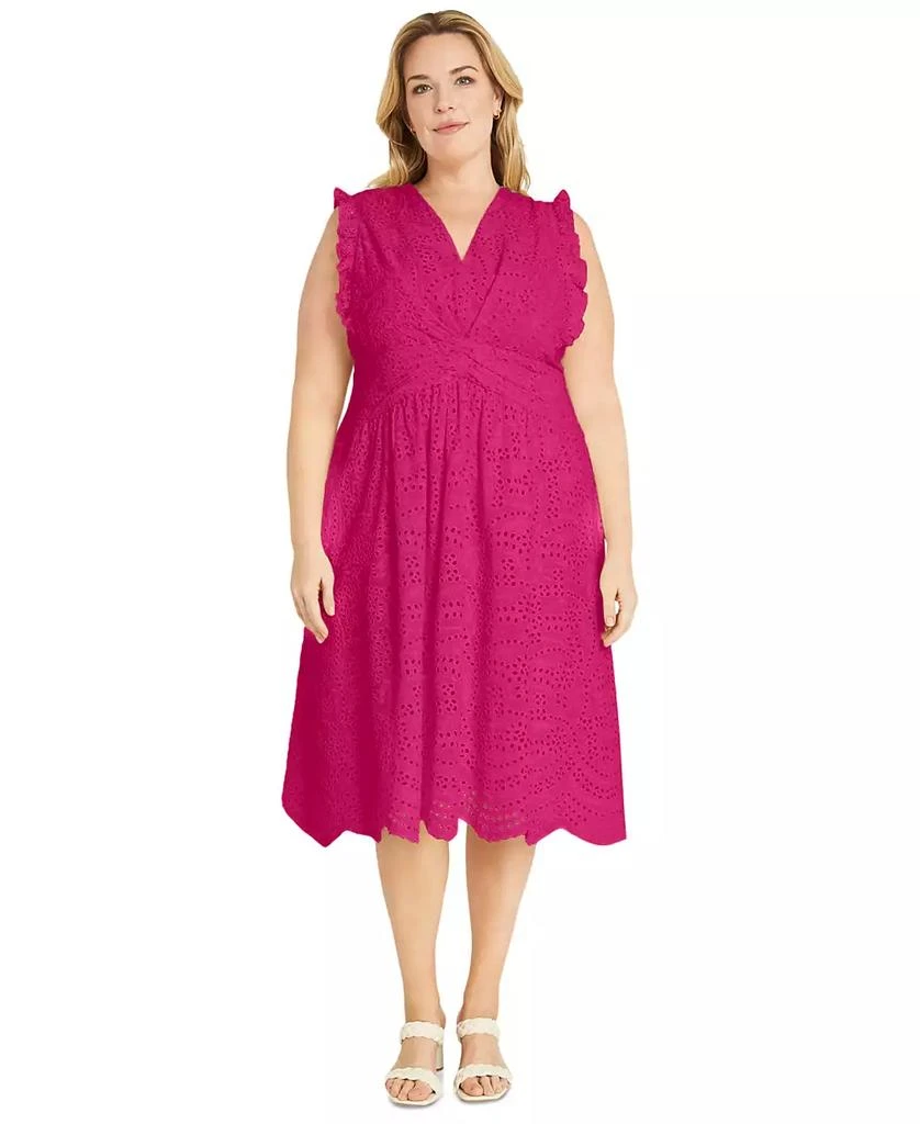 Maggy London Plus Size Eyelet Midi Dress 1