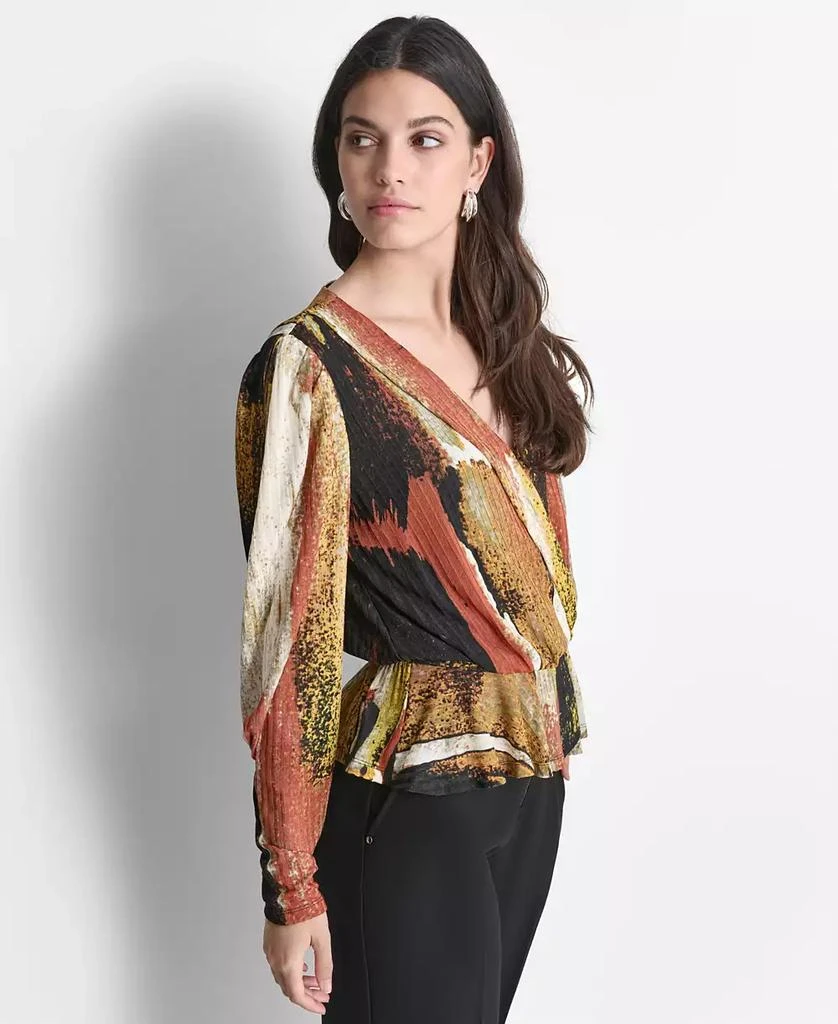 DKNY Women's Faux-Wrap Long-Sleeve Top 3