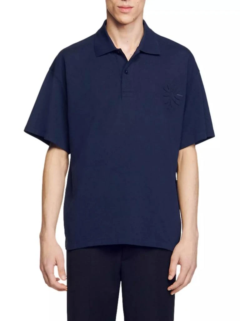 Sandro Cotton Flower Polo Shirt 2
