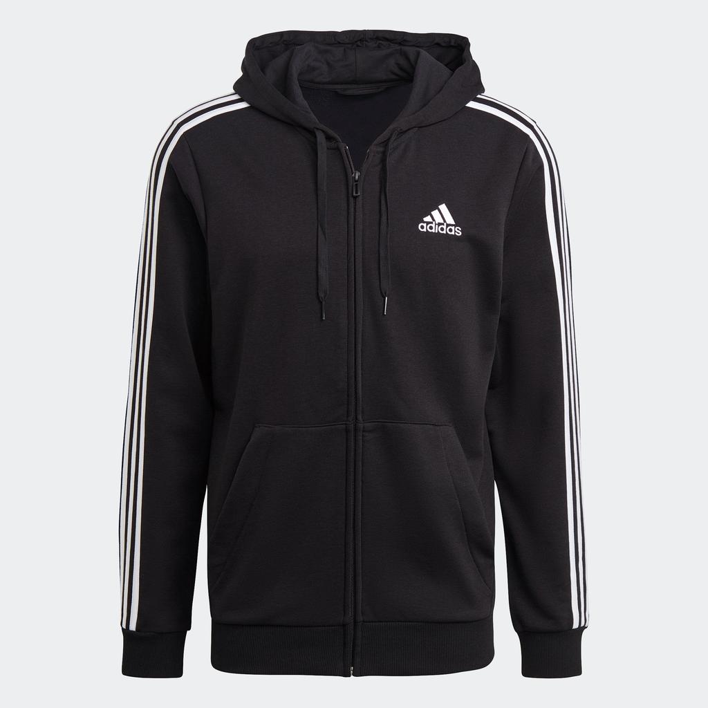 Adidas Men's  Essentials French Terry 3-Stripes Full-Zip Hoodie