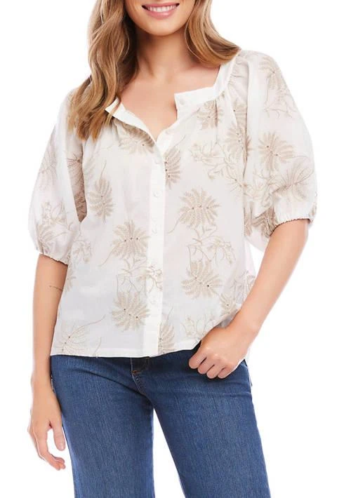 Karen Kane Kane Womens Floral Embroidered Top 1