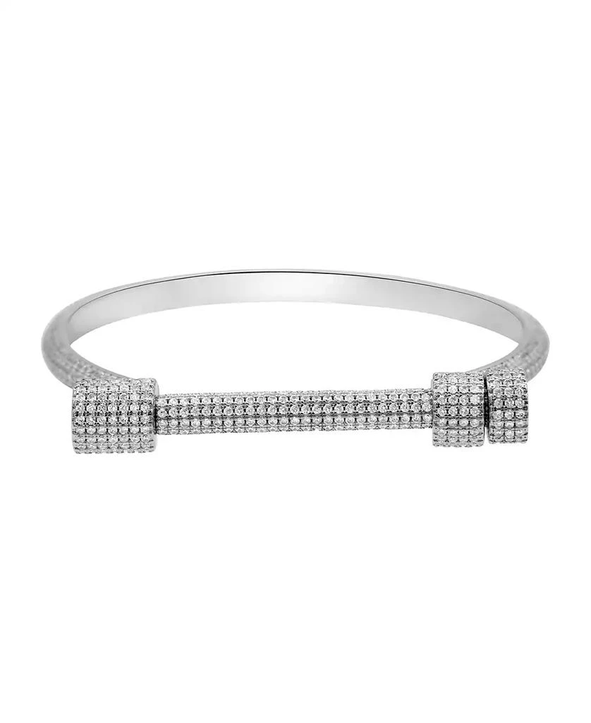 ADORNIA Silver-Plated Crystal Screw Cuff Bracelet 1