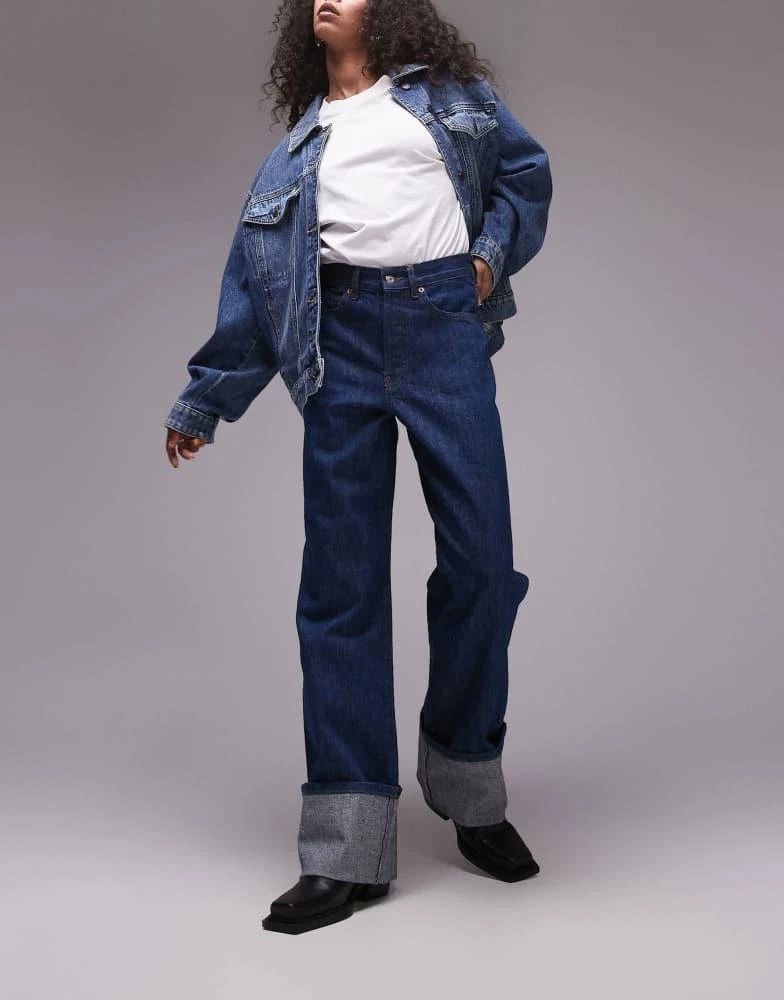 Topshop Topshop Selvedge high rise turn up jean in indigo 1
