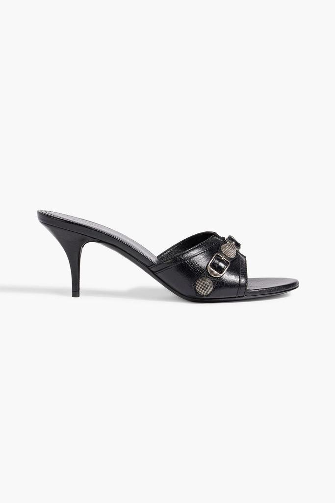 【関税＆送料込み】Balenciaga \"City 50 Mm\" Sandals City 50 studded leather thong sandals in black - Balenciaga