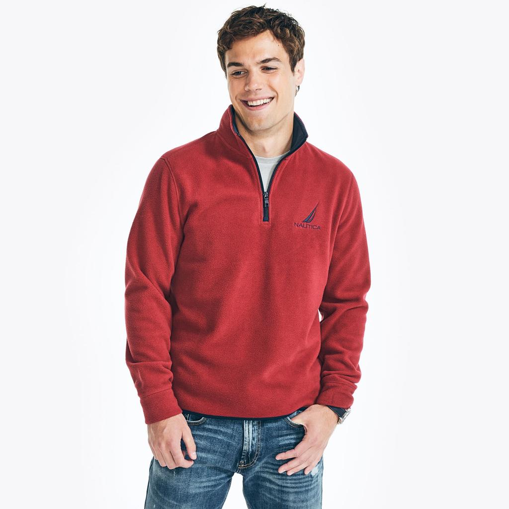 Nautica Mens Quarter Zip Nautex Fleece Pullover