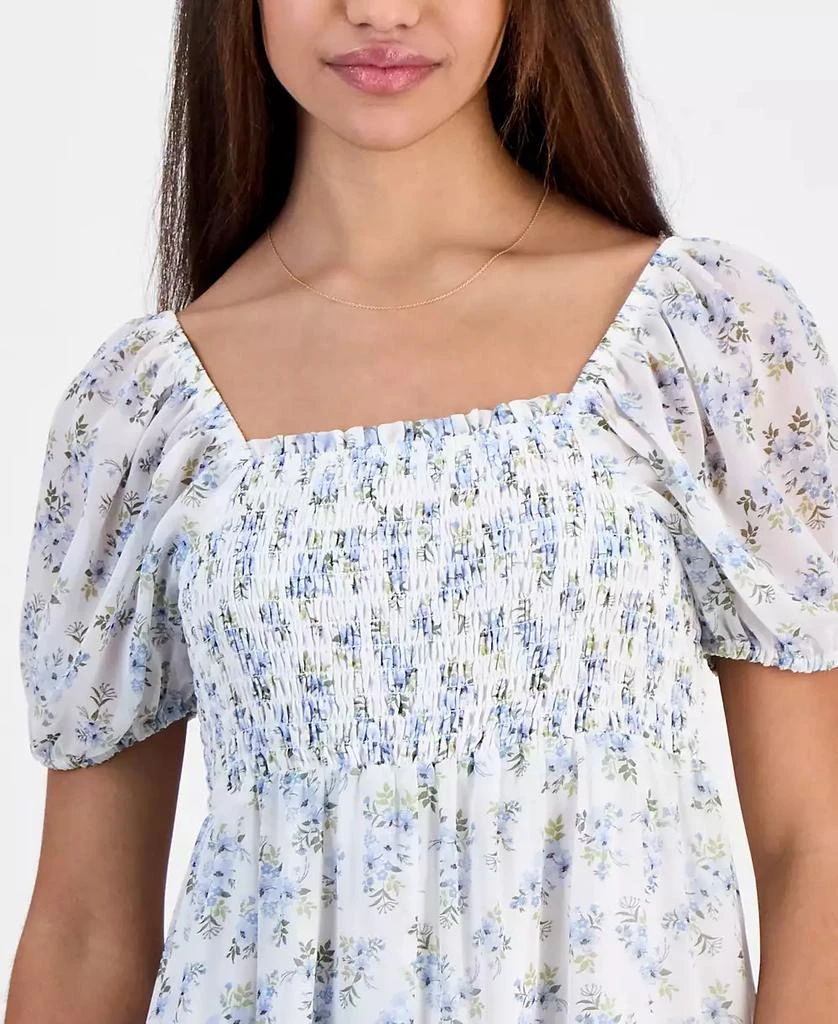 Celebrity Pink Juniors' Smocked Puff-Sleeve Midi Dress 8