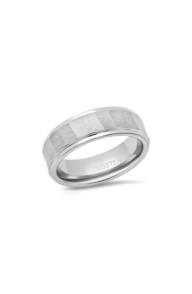 HMY JEWELRY Men
s Faceted Brushed Band Ring