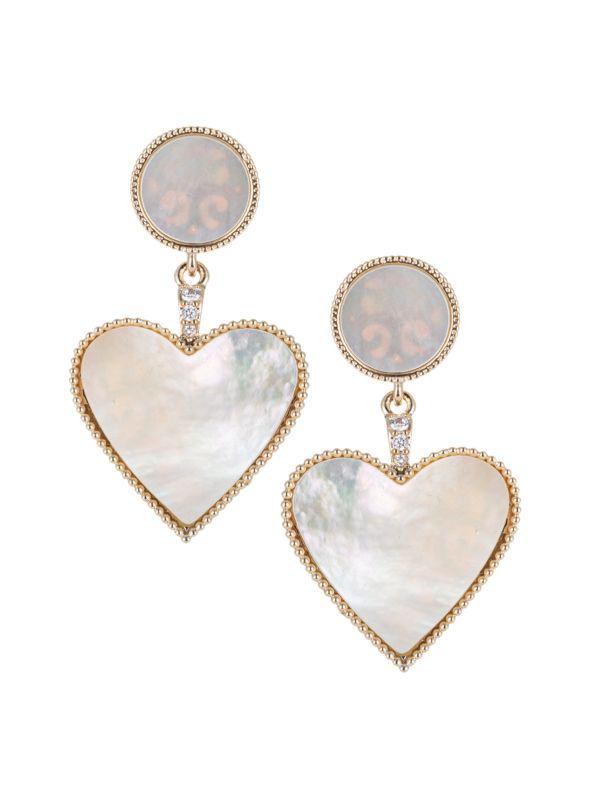 Eye Candy LA Luxe Goldtone, Shell Pearl & Crystal Drop Earrings