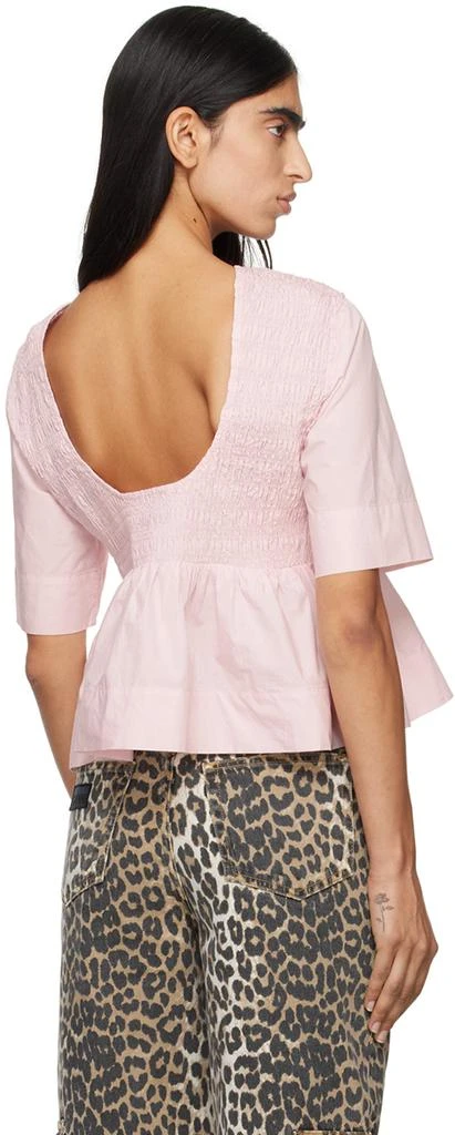 Ganni Pink Open Back Smock Blouse 3