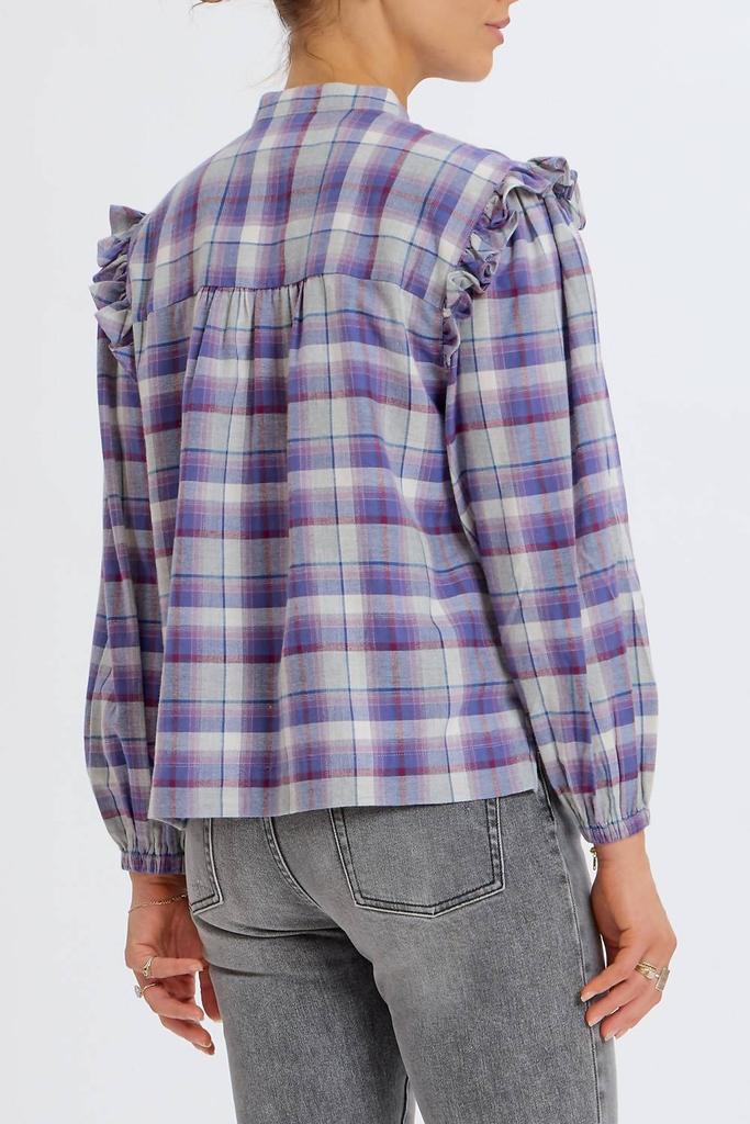 Something Navy Something Navy - Flannel Plaid Ruffle Shirt