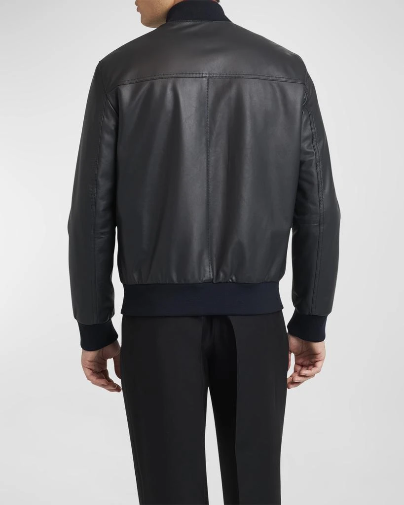 Brioni Men's Classic Leather Bomber Jacket 8