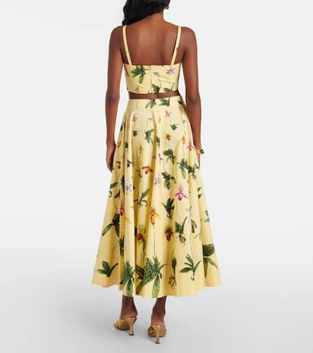 Oscar de la Renta Floral cotton-blend poplin midi skirt 3