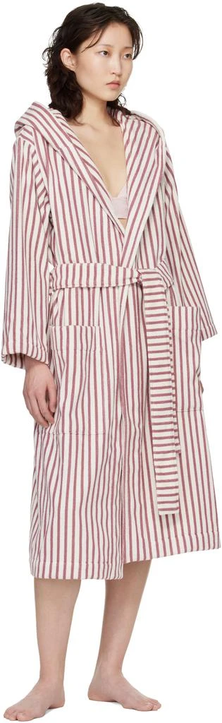 Tekla White 
Red Terry Hooded Bathrobe 4