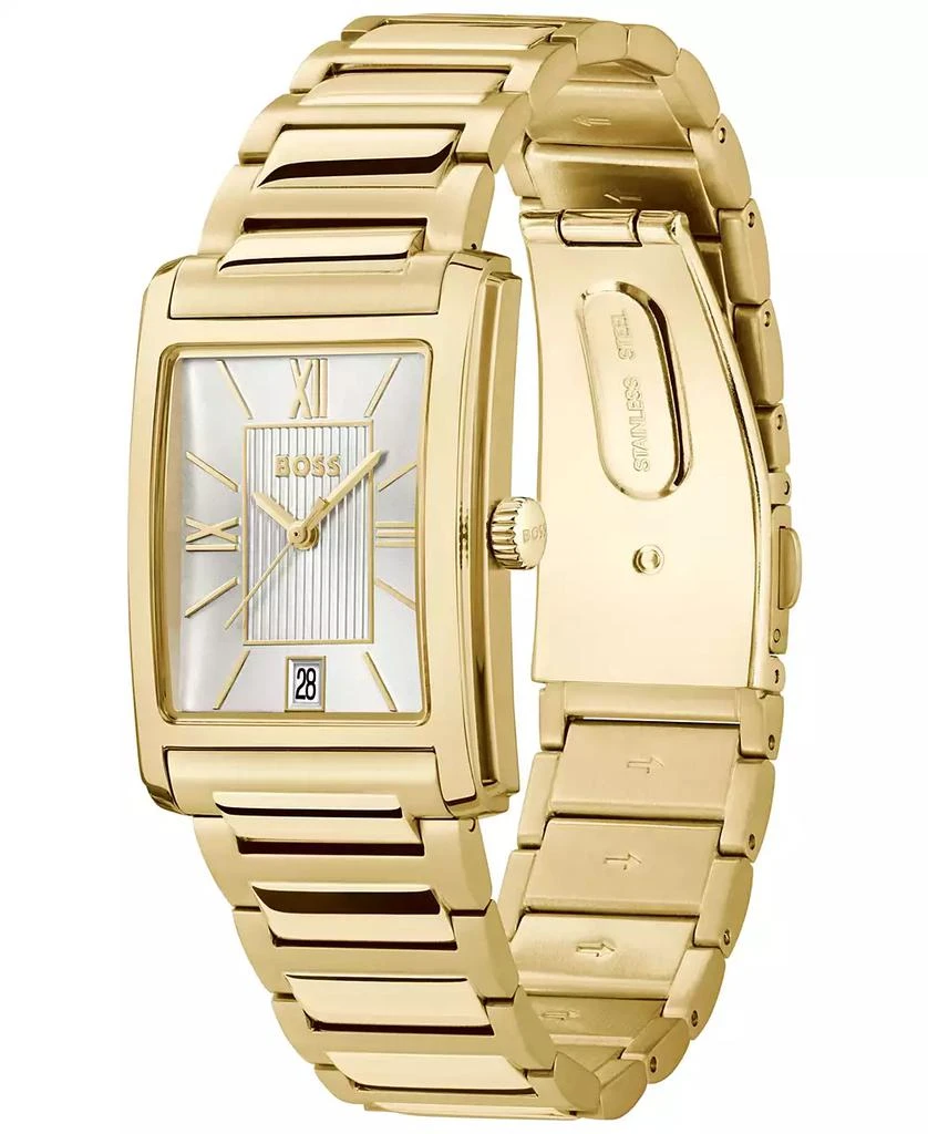 Hugo Boss Men's Principle Dress Quartz Basic Calendar Ionic Plated Thin Gold Steel Watch, 28 x 39mm 2