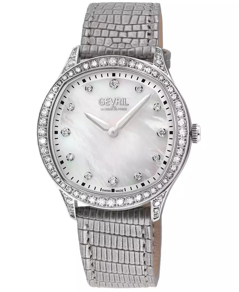Gevril Women's Morcote Swiss Quartz Silver-Tone Leather Watch 1