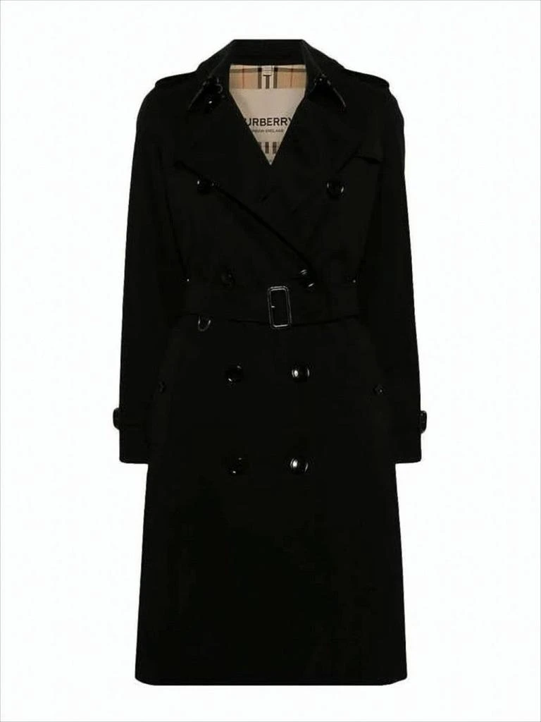 Burberry Double-Breasted Black Trench Coat with Belted Waist