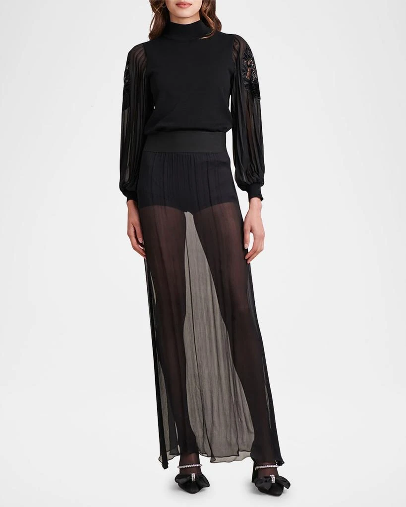 Anne Fontaine Bal Pleated-Sleeve Knit Blouse 2