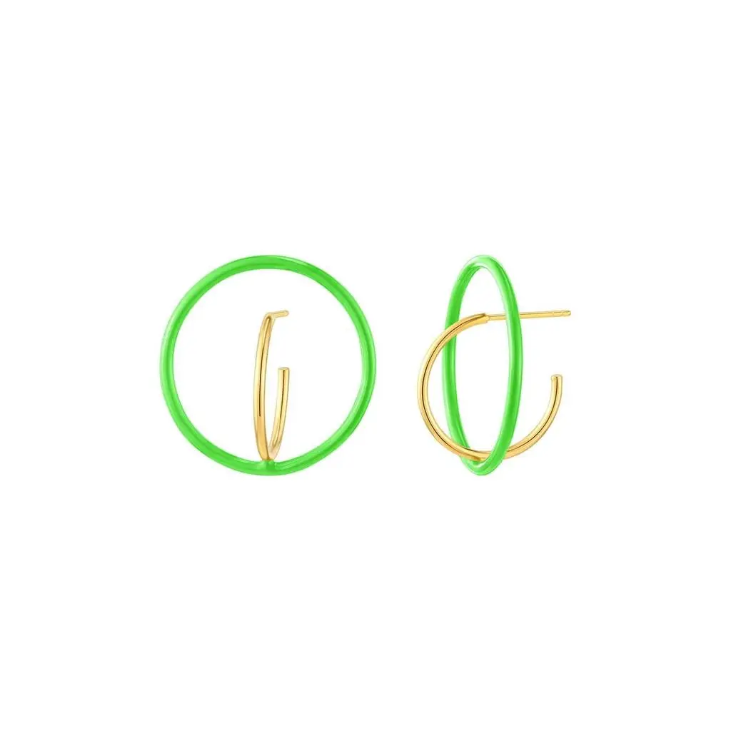 Gold & Honey Gold & Honey - Women's Floating Enamel Hoop Earrings