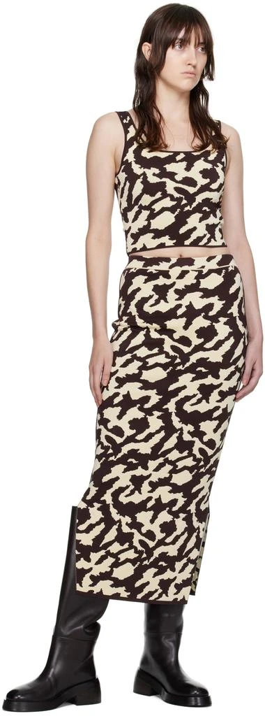 Nanushka Brown & Off-White Jenny Midi Skirt 4
