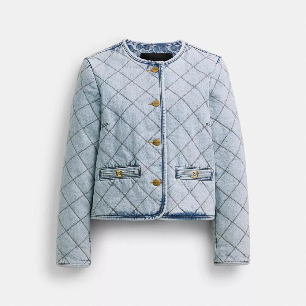 Coach Heritage C Quilted Denim Jacket In Organic Cotton 1