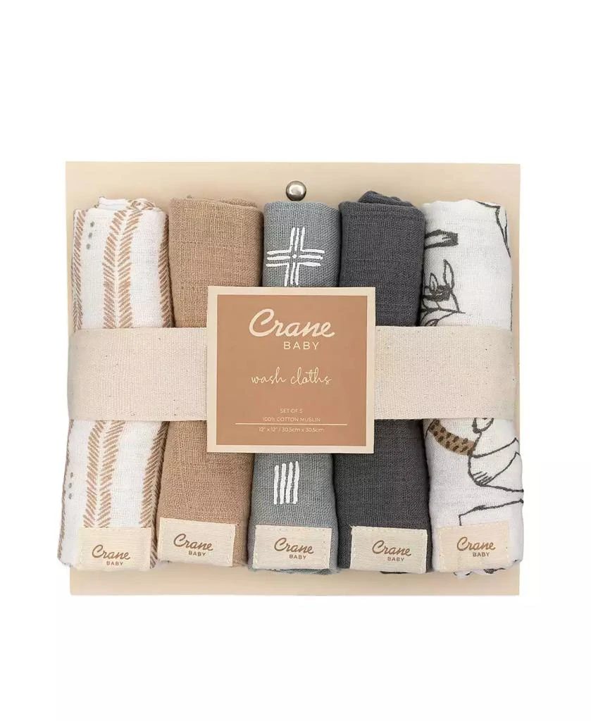 Crane Baby Infants Ezra Woodland Animal Wash Cloth, 5-Pc. Set 2