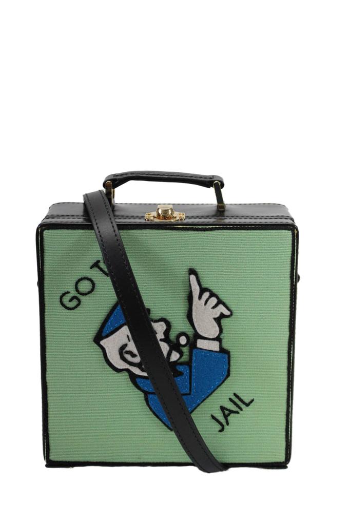 Olympia Le-Tan Womens Go To Jail Board Game Shoulder Bag Handbag Green