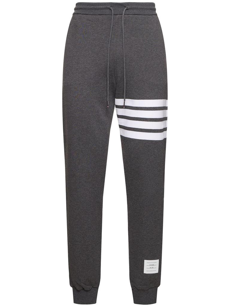 THOM BROWNE Intarsia Stripes Cotton Sweatpants