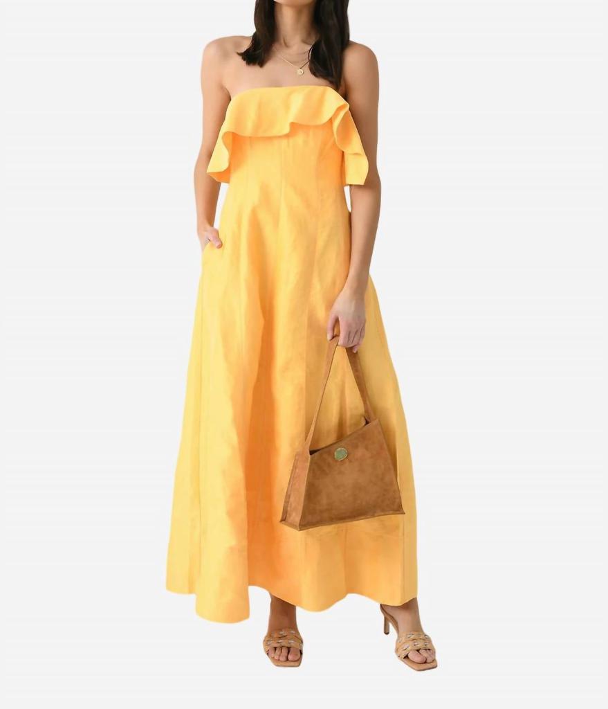 Aje Shallows Strapless Gown In Marigold Yellow