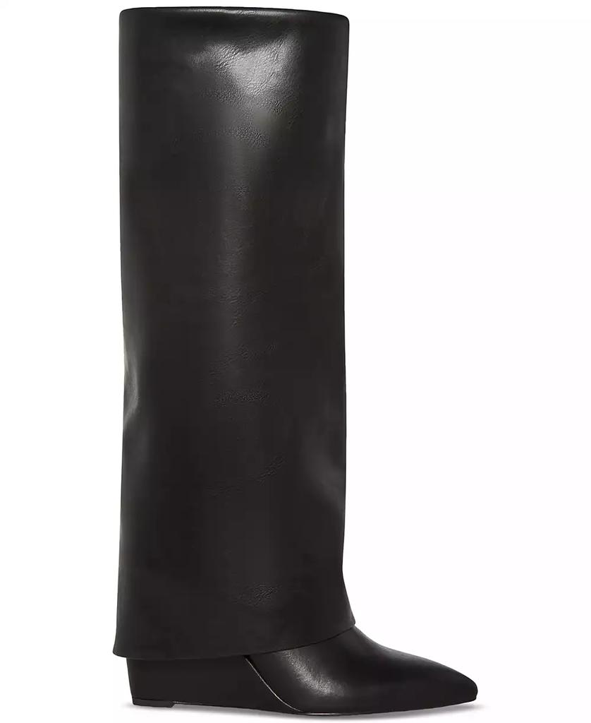 Madden Girl Evander Wide-Calf Fold-Over Cuffed Knee High Wedge Dress Boots