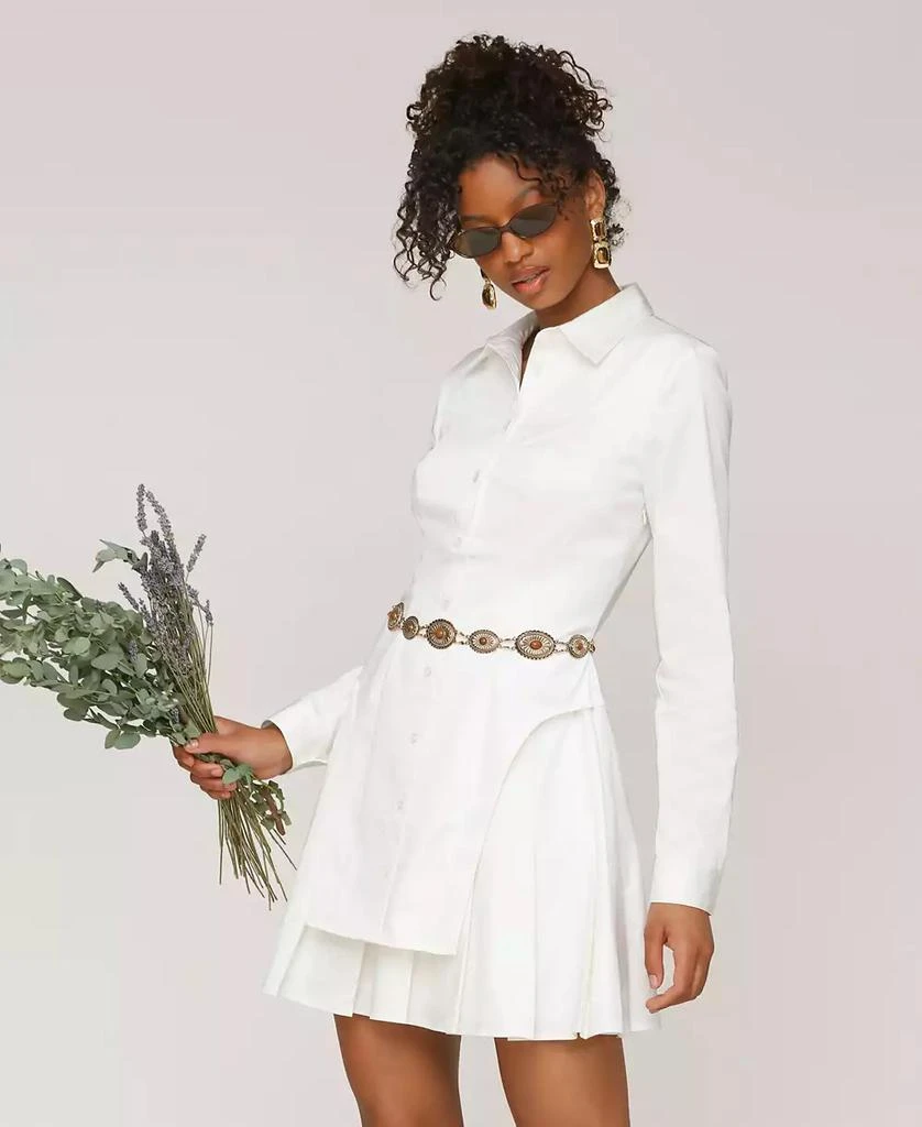 Avec Les Filles Women's Collared Long-Sleeve Short Shirtdress 4