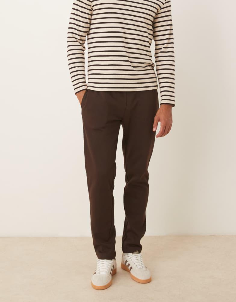 Brave Soul Brave Soul Straight leg open hem joggers in chocolate