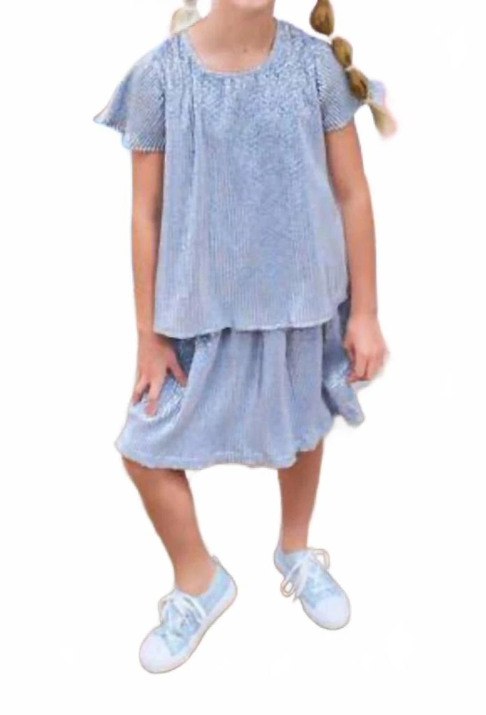 Bisby Girls Circle Skort In Blue Crinkle Stars