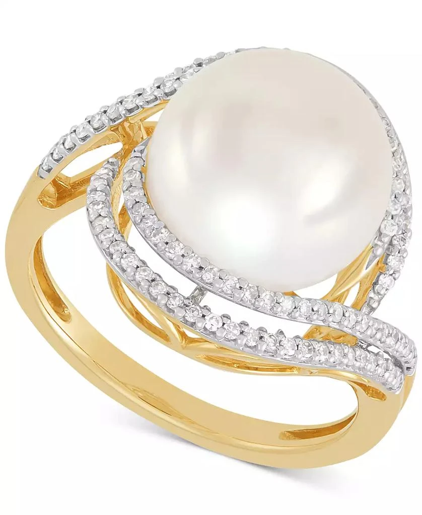 Honora Ming Freshwater Pearl (11-12mm) 
Diamond (1/3 ct. t.w.) Statement Ring in 14k Yellow Gold