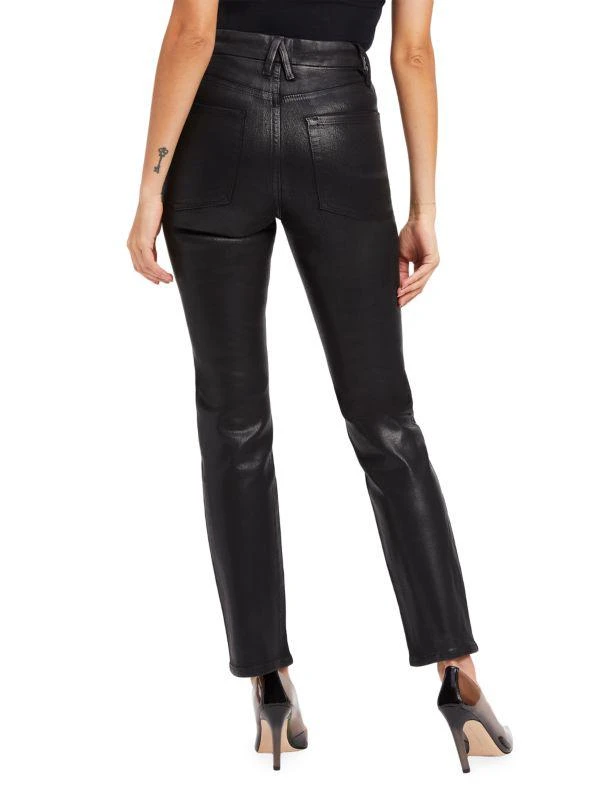 Good American Good Straight High-Rise Coated Cropped Straight-Leg Jeans 8