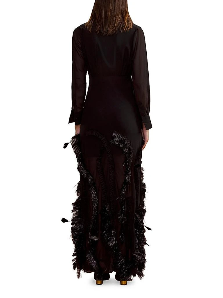 Cynthia Rowley Metallic Fringe Embellished Georgette Dress 3