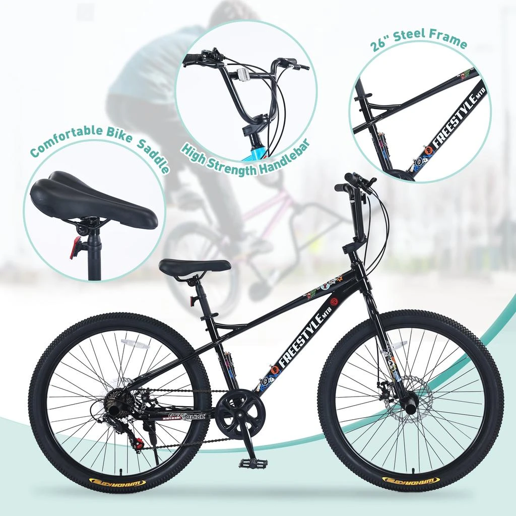 Streamdale Furniture Streamdale Freestyle Kids Bike Double Disc Brakes 26 Inch Children's Bicycle 2