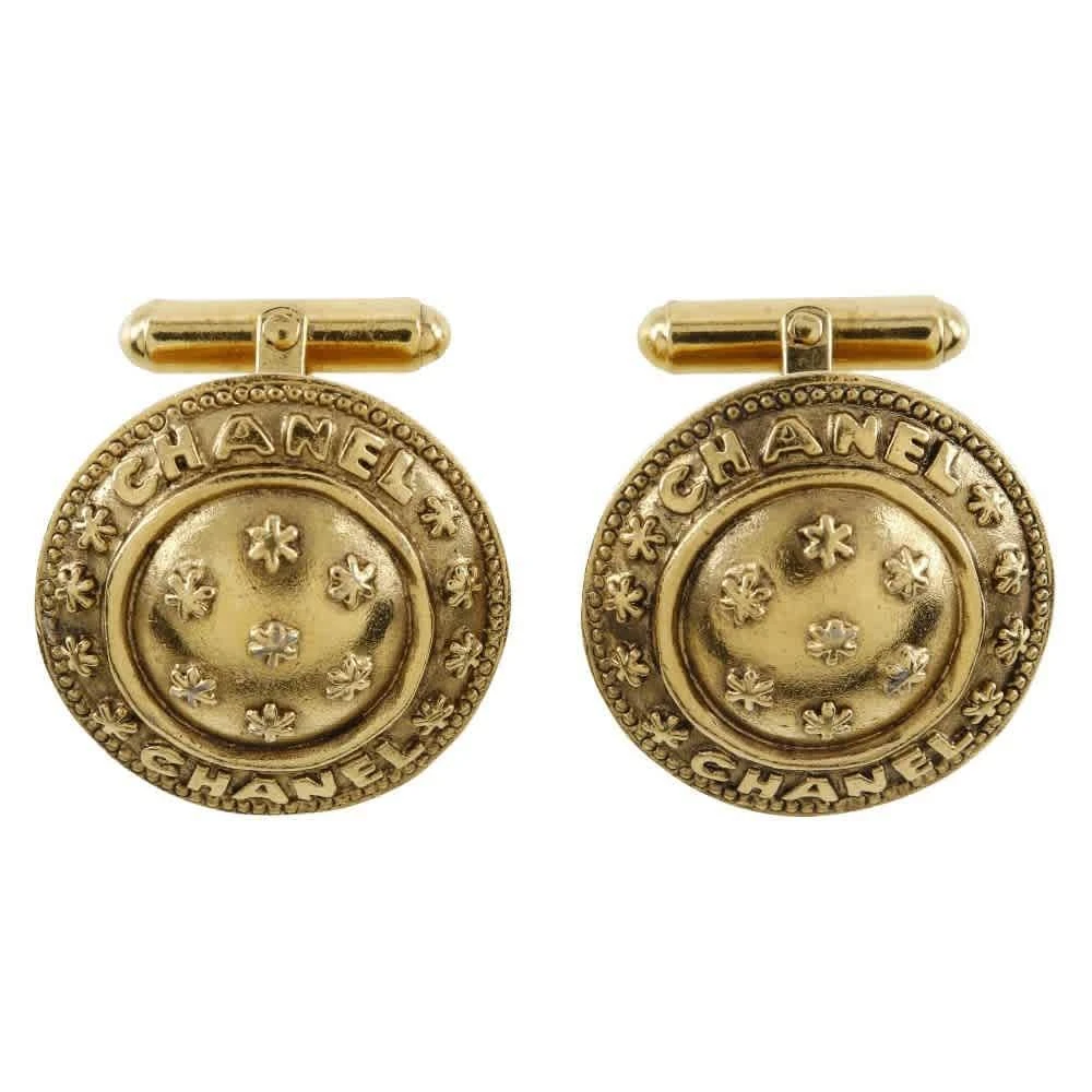 Chanel Vintage Logo Round Cufflinks Plated  _Plated Cufflinks Jewelry (Pre-Owned)