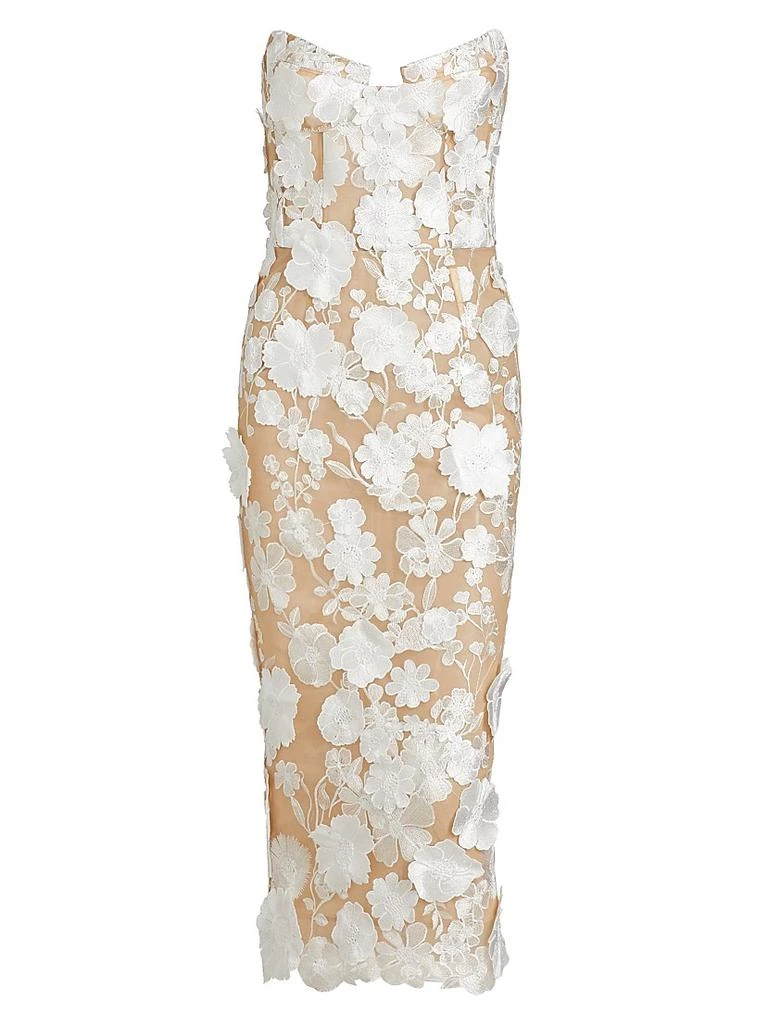 BRONX AND BANCO Jasmine 3D Floral Strapless Midi-Dress 1