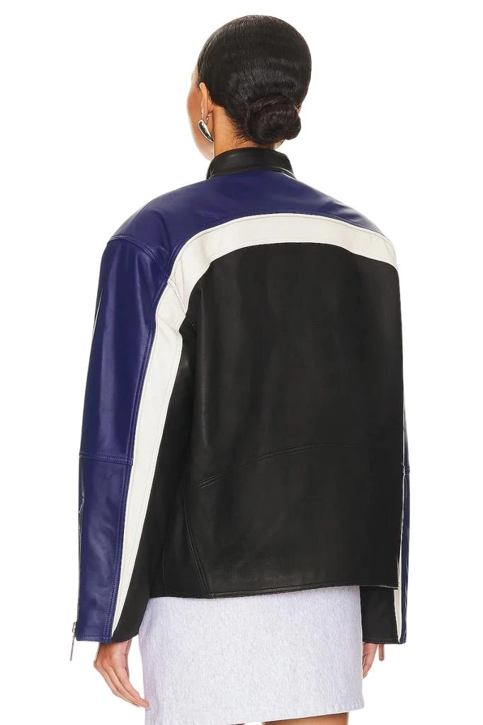 NBD Oversized Racing Leather Moto Jacket In Black,blue 2