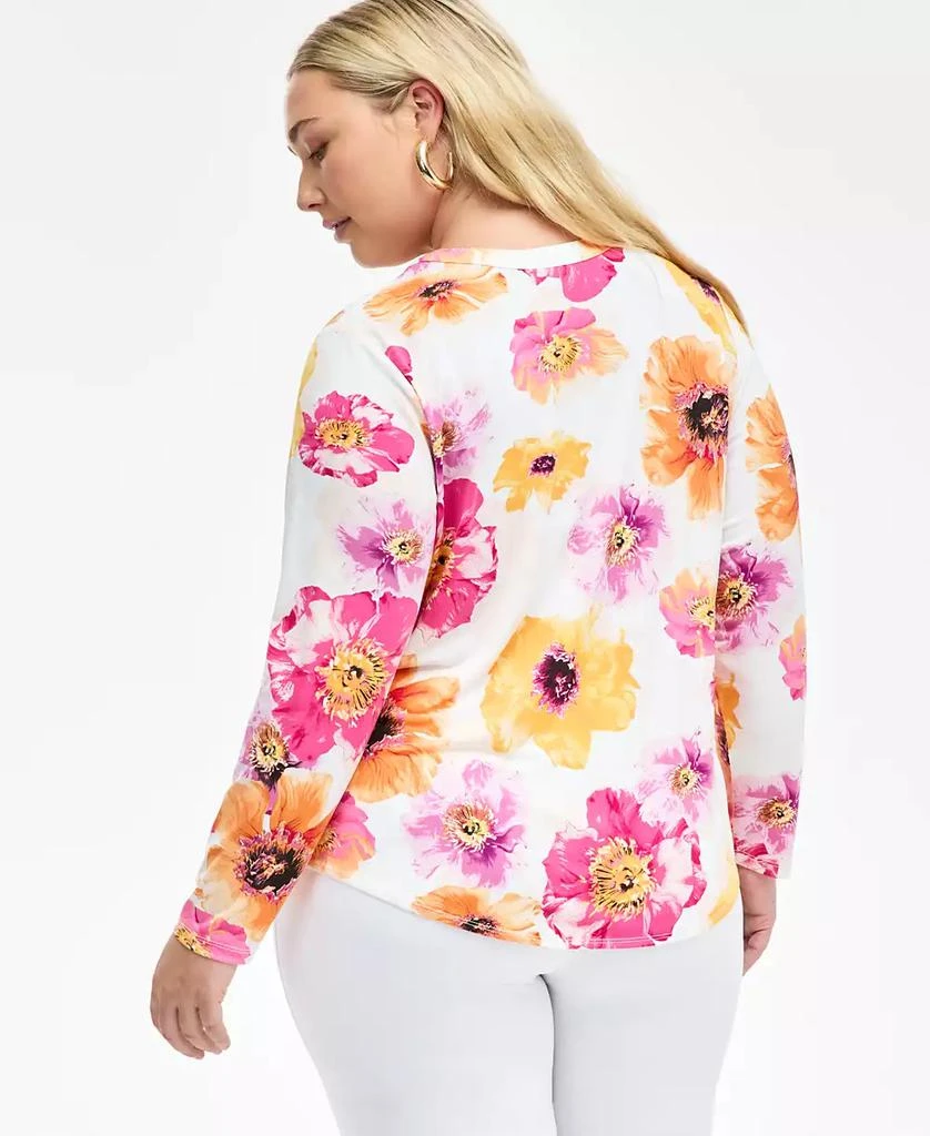 INC International INC International Concepts Plus Size Printed Split-Neck Top, Exclusively at Macy's 2