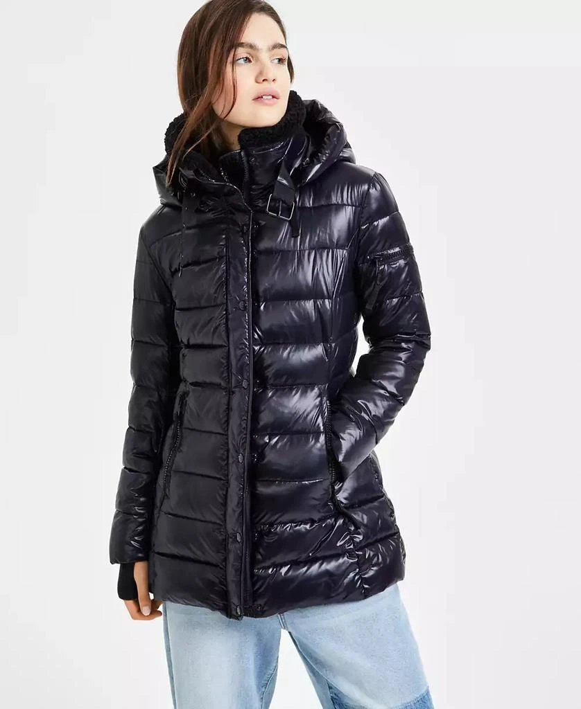 S13 Women's Greenwich Hooded Faux-Sherpa-Collar Puffer Coat 3