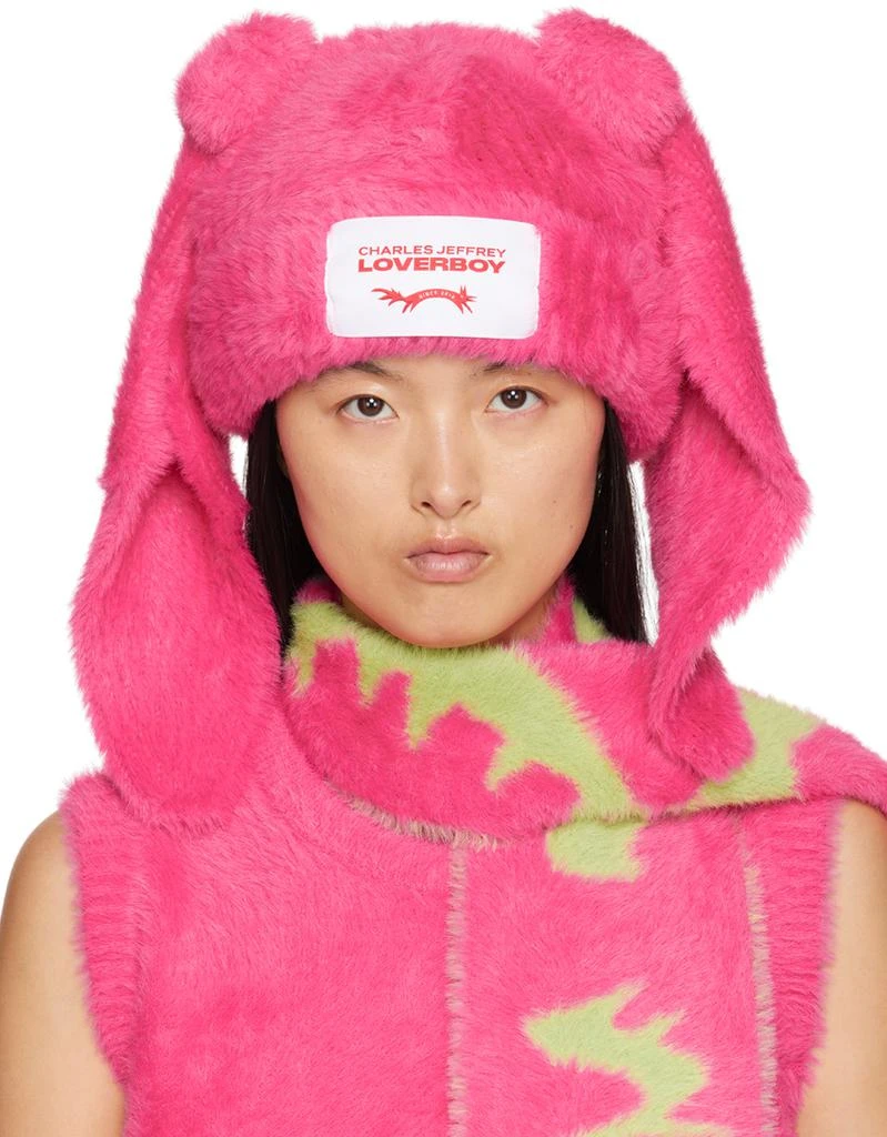 Charles Jeffrey Loverboy Pink Fluffy Chunky Rabbit Beanie 1