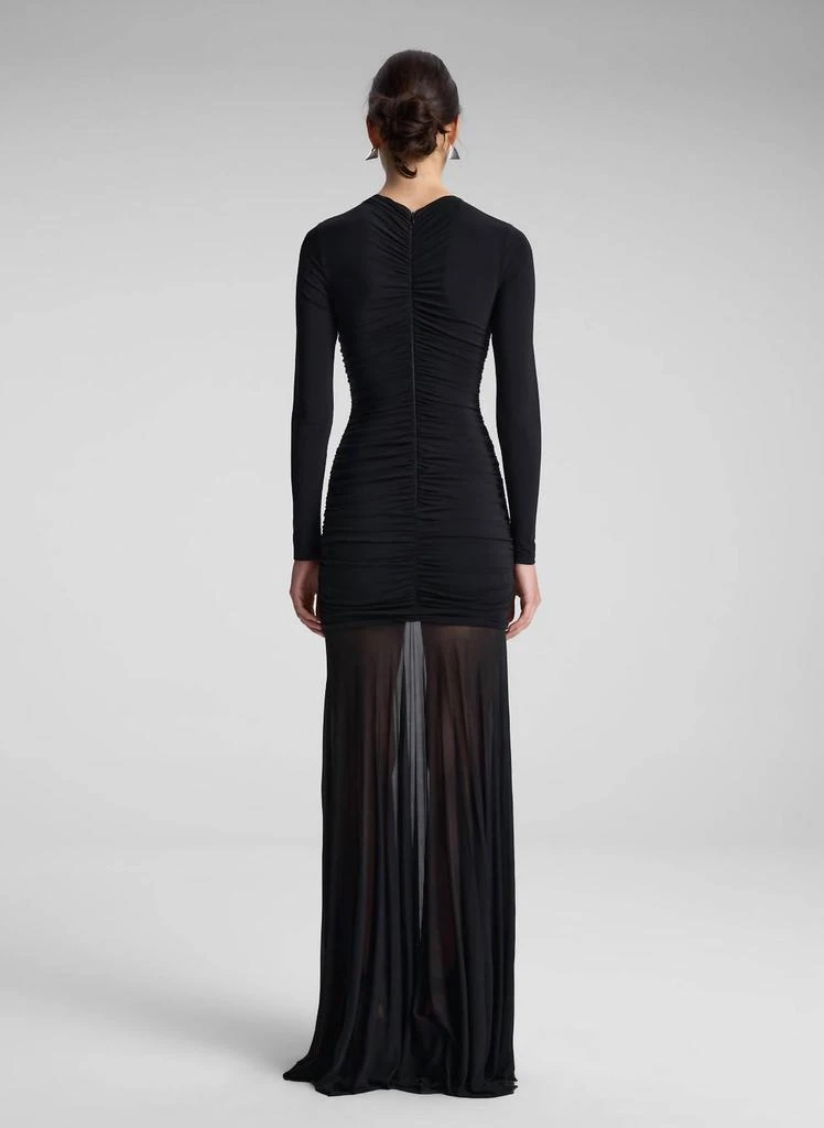 knee length dresses for ladies Viveca Apricot Crystal-Embellished Asymmetrical Ruched Maxi Dress