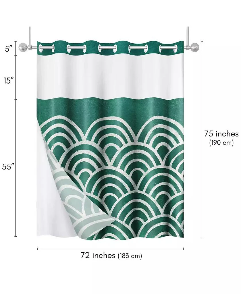 Americanflat Hookless Shower Curtain with Sheer Panel, Snap-In Liner, and Grommets, 72x75 2