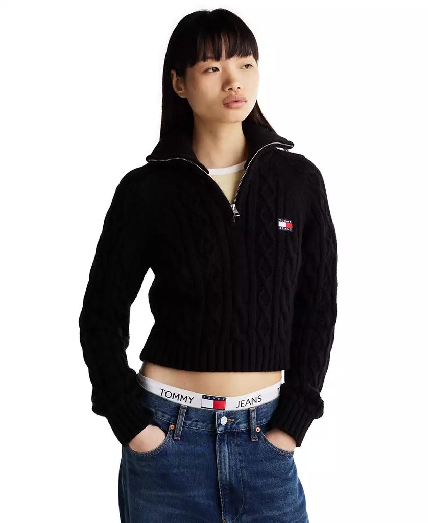 Tommy Jeans Women's Quarter-Zip Cable-Knit Sweater