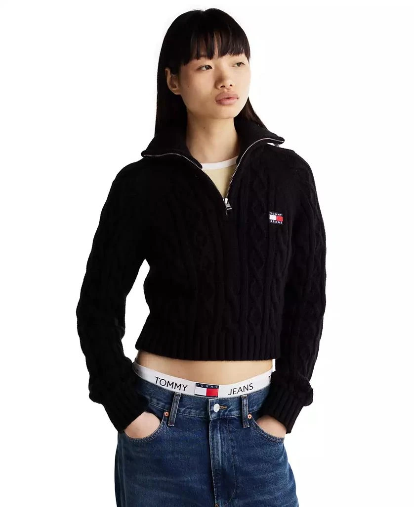Tommy Jeans Women's Quarter-Zip Cable-Knit Sweater 1