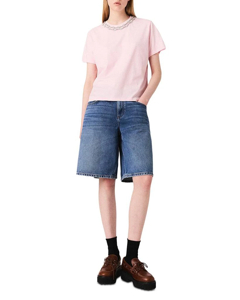 Maje Short Sleeve Jewel Neck Tee 1