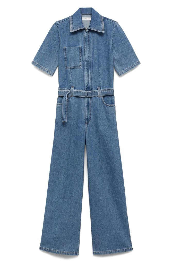 Mango Fleur Tie Waist Denim Jumpsuit 3