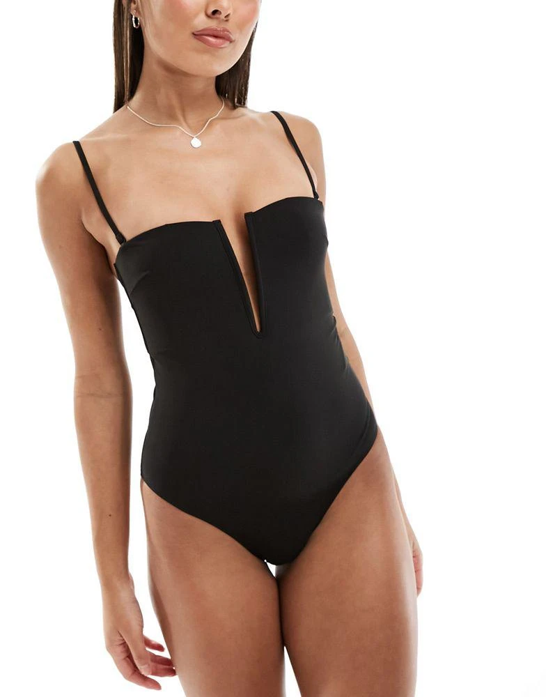 & Other Stories & Other Stories deep v swimsuit in black 4
