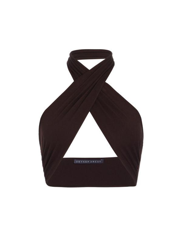 Zeynep Arçay Cropped Twisted Halterneck Top